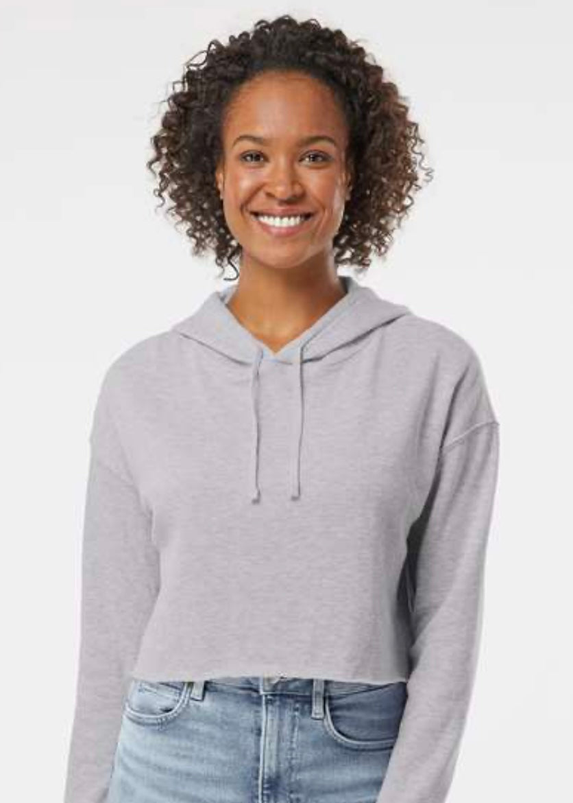 Women's Lightweight Crop Hoodie with "built wild" logo