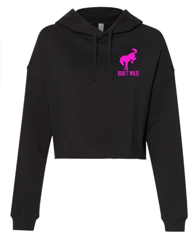 Women's Lightweight Crop Hoodie with "built wild" logo