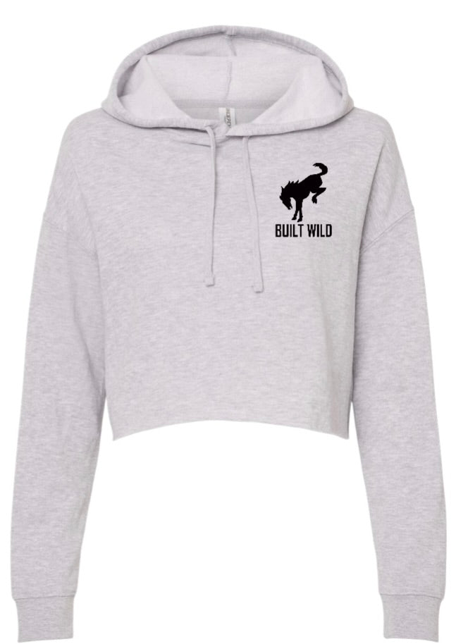 Women's Lightweight Crop Hoodie with "built wild" logo