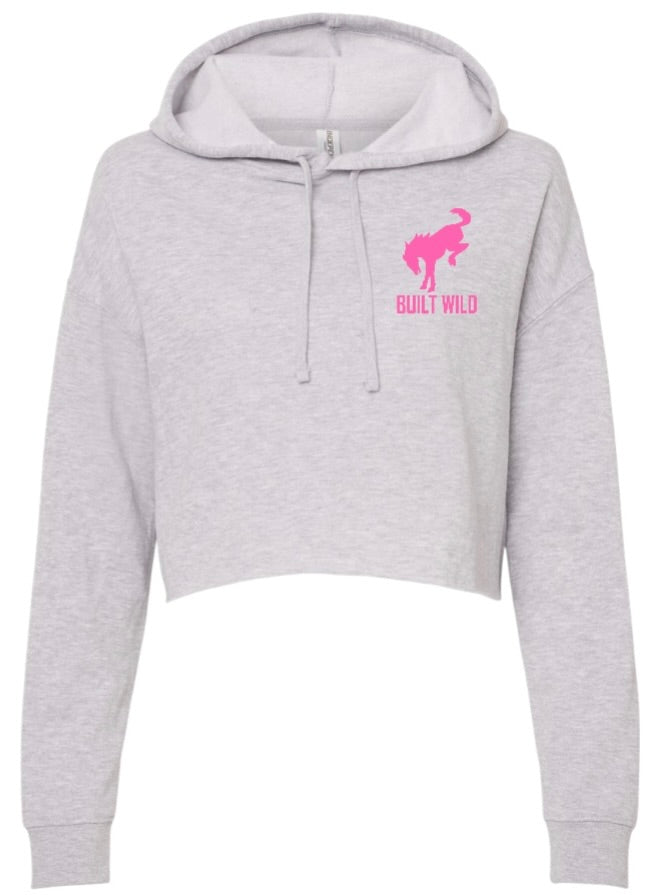 Women's Lightweight Crop Hoodie with "built wild" logo