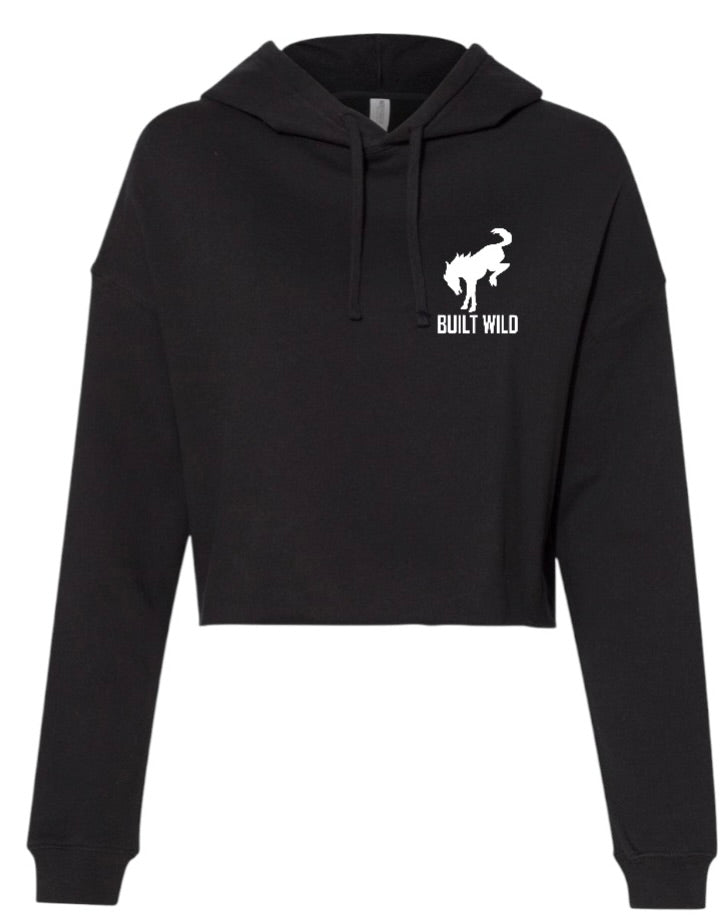 Women's Lightweight Crop Hoodie with "built wild" logo
