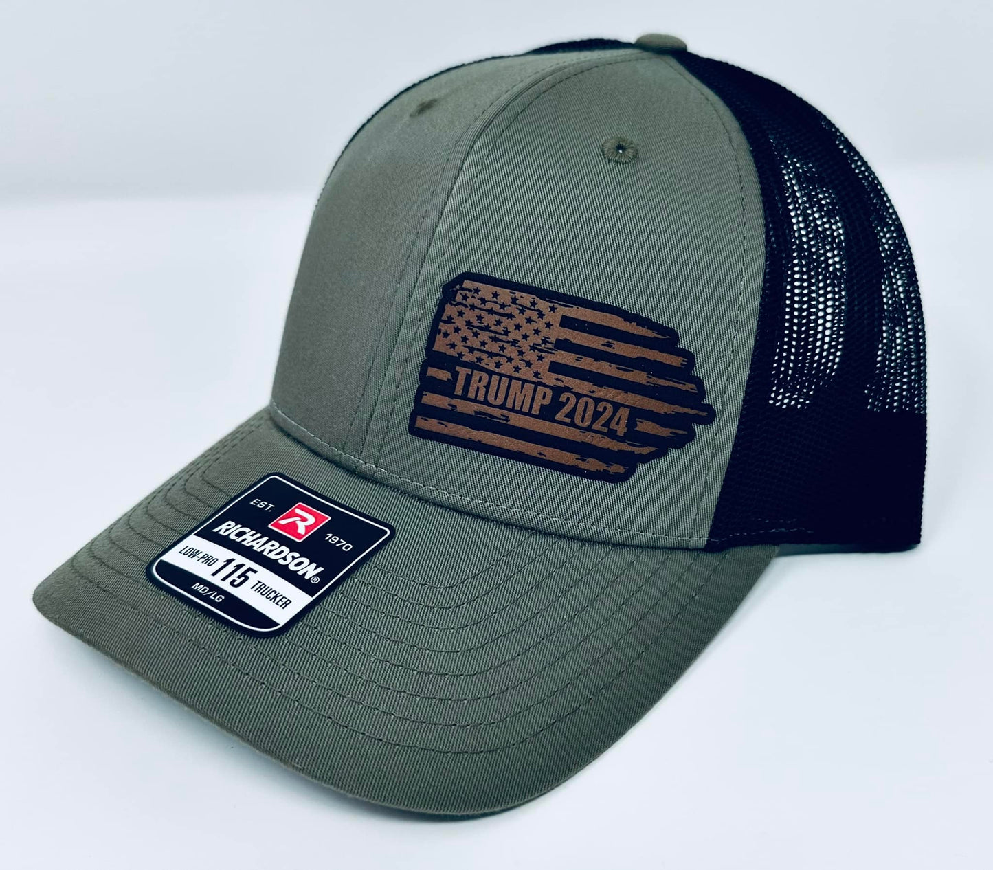BUILD YOUR OWN - Laser Engraved Richardson 112 Leather Patch Hat - Pick your hat, pick your patch!