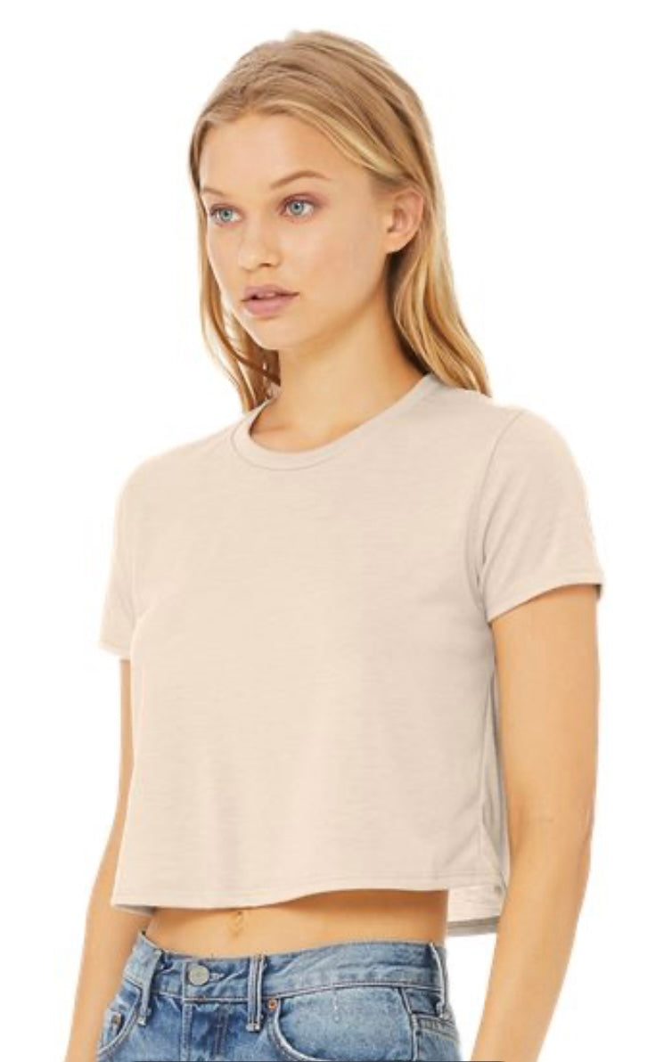 Women's Flowy Crop Tee with vintage Bronco image