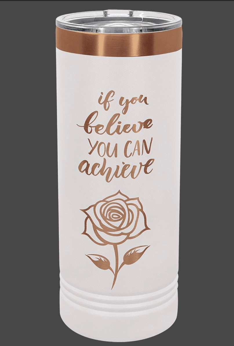 22 Ounce Polar Camel White/Rose Gold ION-Plated Skinny Tumbler with Slider Lid