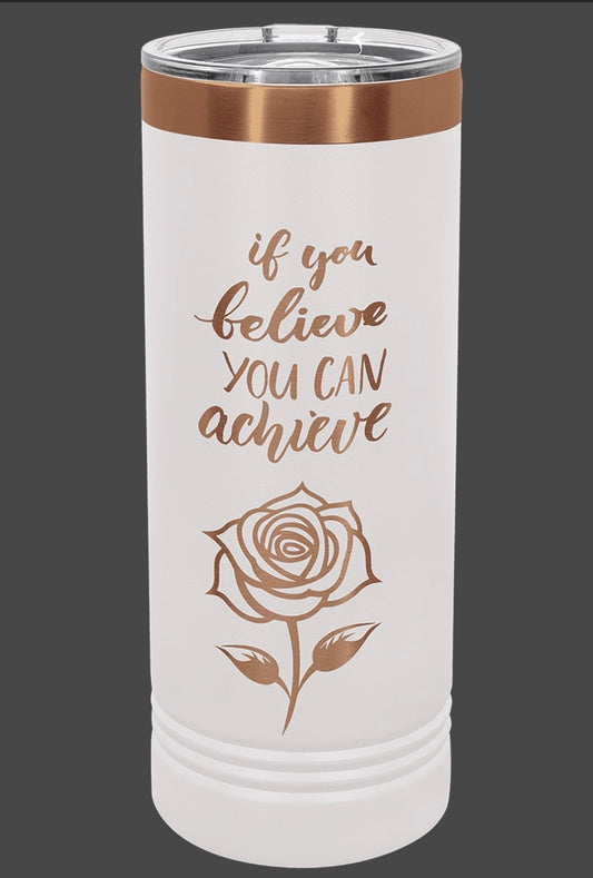 22 Ounce Polar Camel White/Rose Gold ION-Plated Skinny Tumbler with Slider Lid