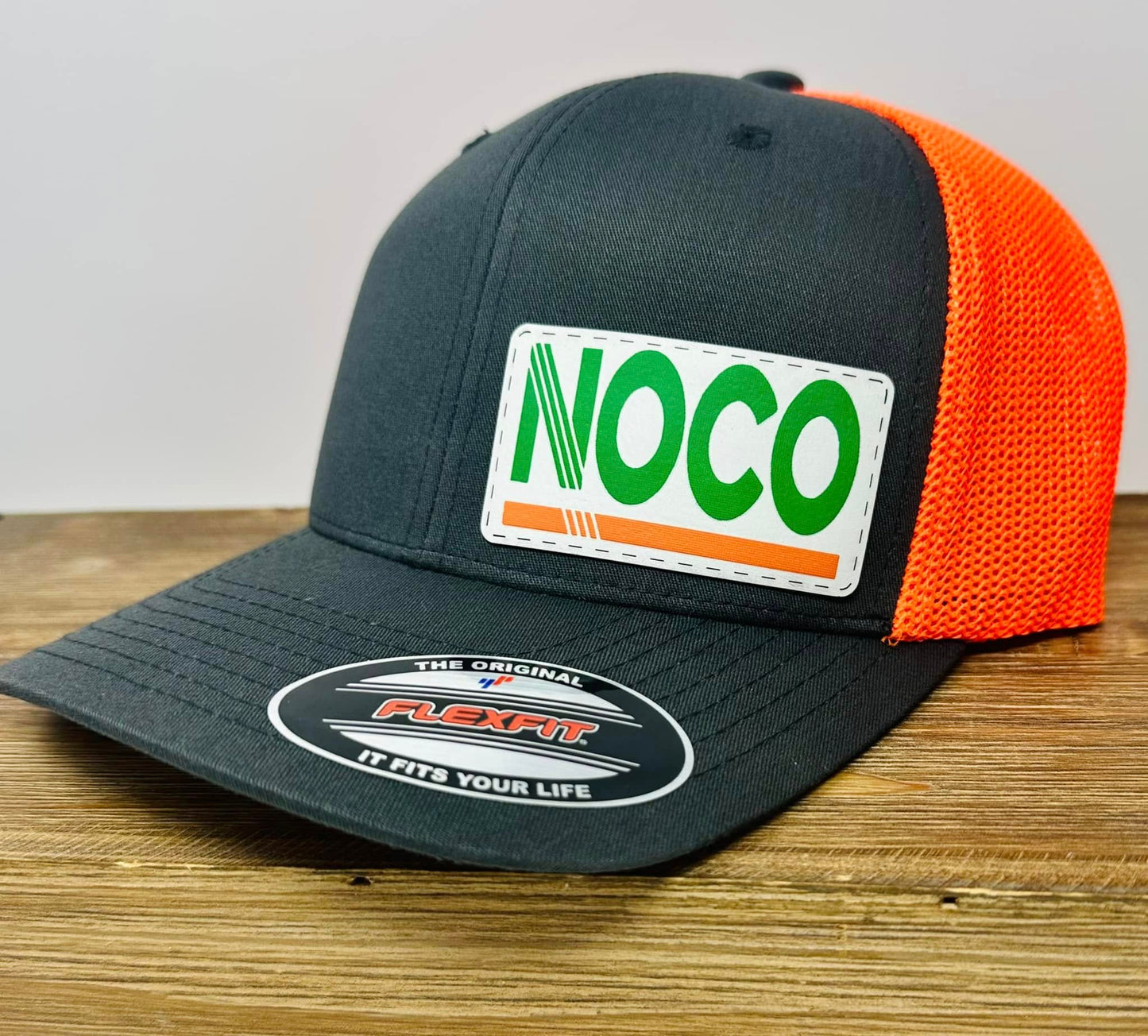 BUILD YOUR OWN - Laser Engraved FlexFit Adjustable Mesh Back Leather Patch Hat - Pick your hat, pick your patch!